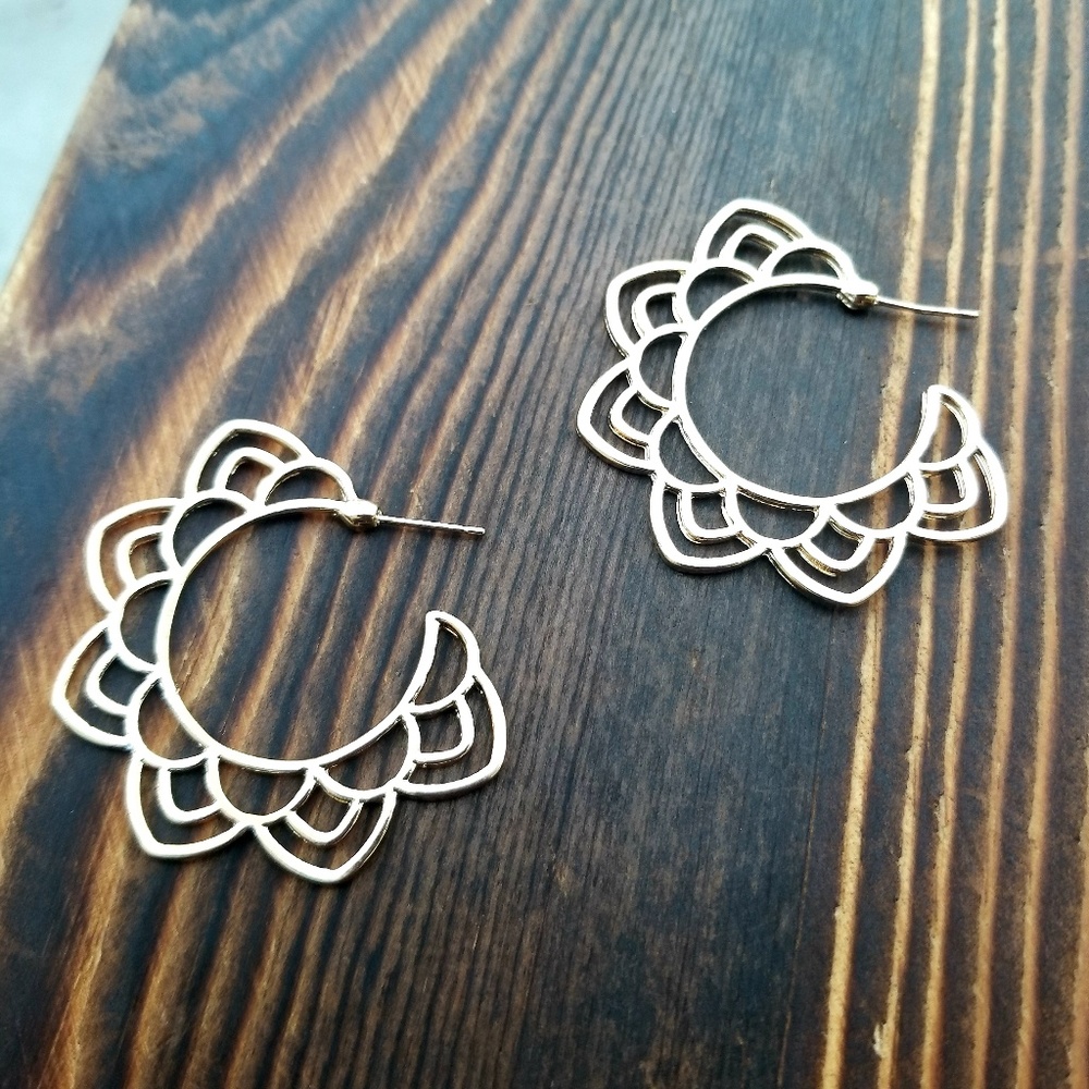 Gold Flower Hoop Earrings